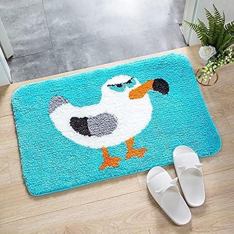 Bath Mat Seagull Bathroom Mat Absorbent,Non Slip,Fluffy,Microfiber,Machine Washable Bathmat, Thick Bath Mats forBathroom, Kitchen, Doorway60×90cm Cover