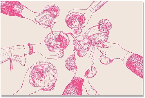 Lienzo decorativo retro y moderno para decoración de carrito de bar, arte de pared, estampado de bebidas alcohólicas en blanco y negro, con texto en