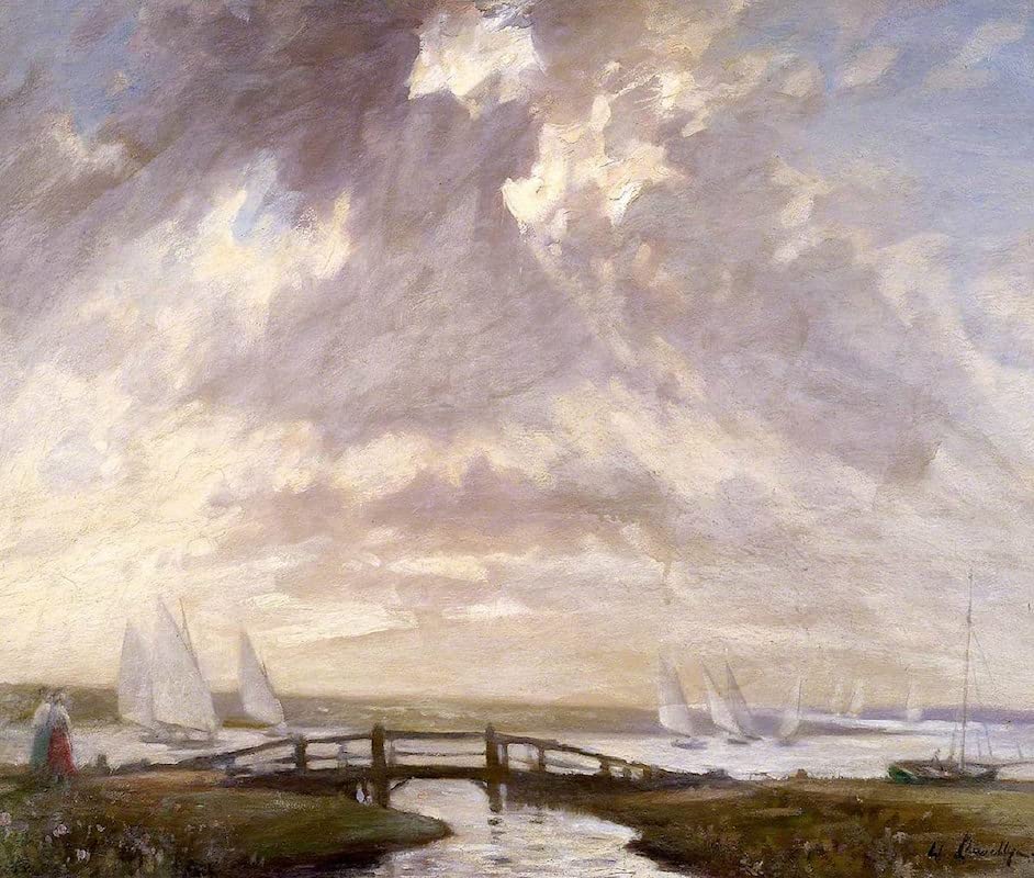 Peinture à l'huile Naviguer à Blakeney, une décoration murale raffinée signée Llewellyn