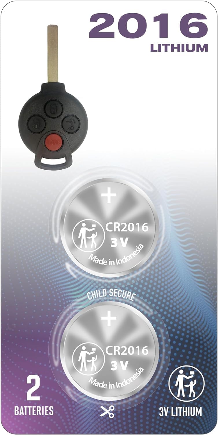 (2 Pack) Remote Key FOB Battery CR2016 2016 OEM (2014-2020) fits Remote Head Key Shell Cover Repair Alarm clicker Security Alarm clicker for Mercedes