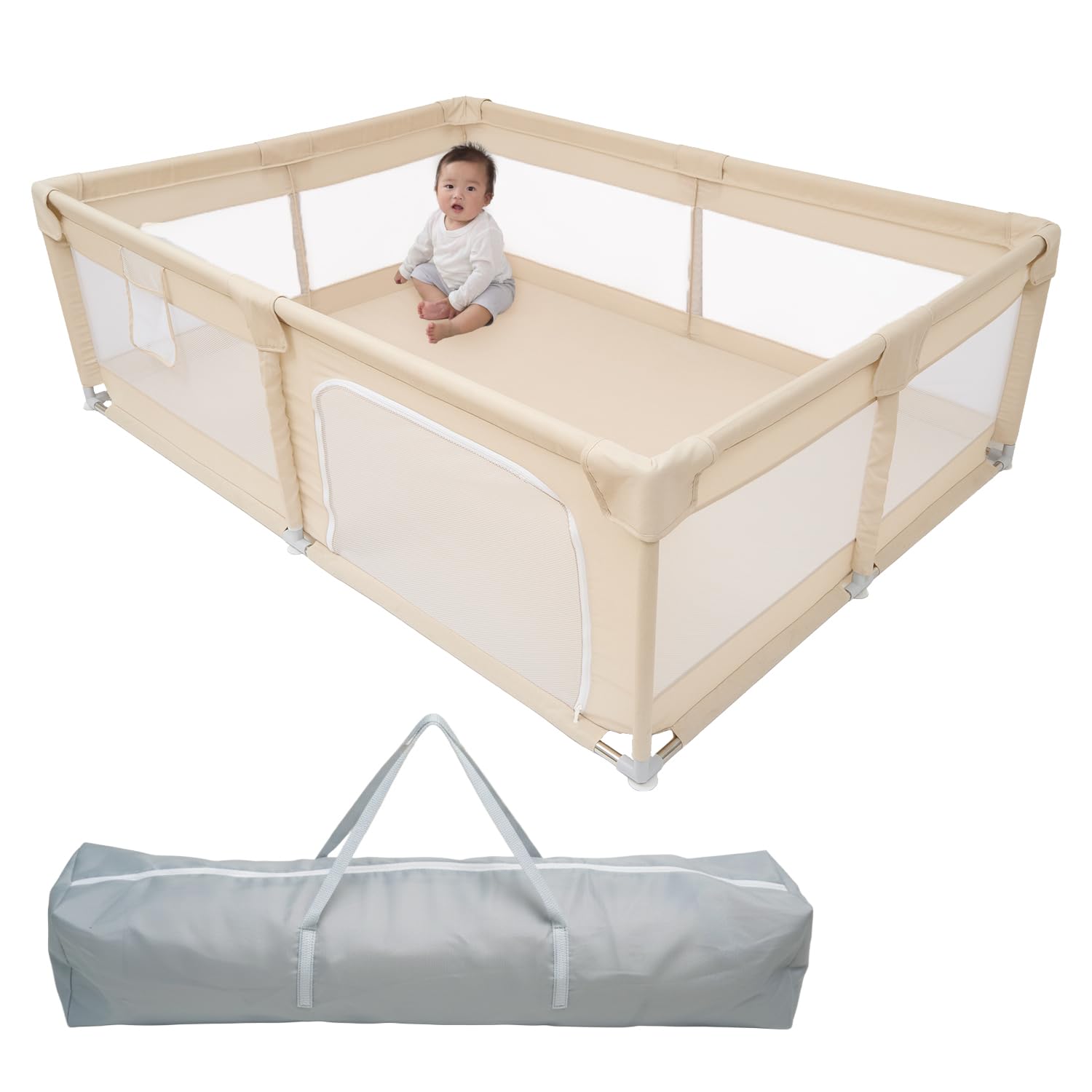 Amazon.co.jp: (ケラッタ) ベビーサークル メッシュ 赤ちゃん 組み立て