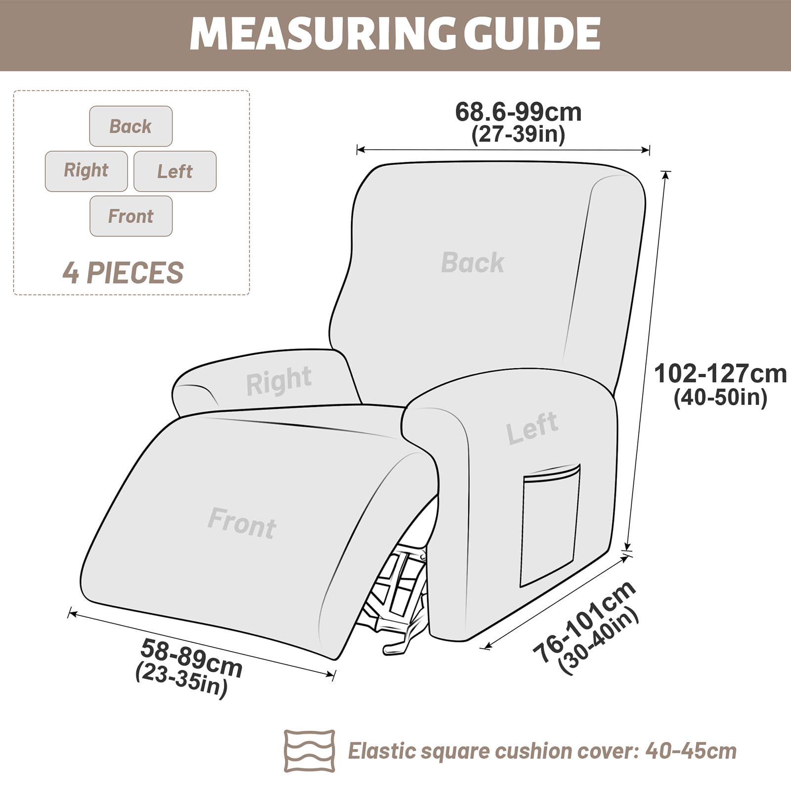 Alishomtll 4 Pieces Recliner Chair Covers, Stretch Velvet Recliner Sofa Covers - Image 3