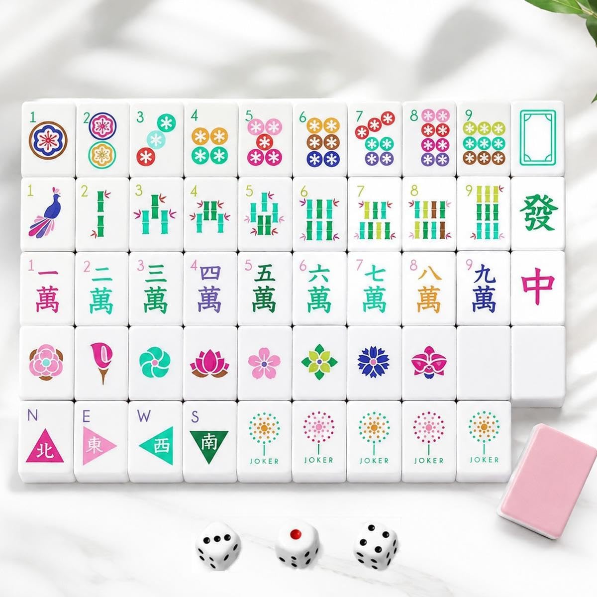 Mahjong Americano Acrílico 160 Fichas Grabadas 4 Capas Set Juego