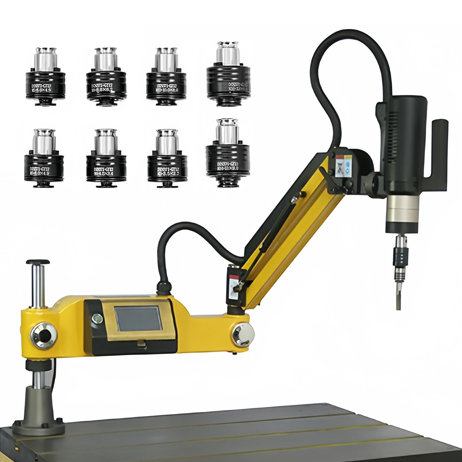 Fablestoryem Electric Tapping Machine M3-M16, 360° Multi-directions Tapping Machine 0-312Rpm/Min, 8PCS Collets, Voltage AC 220V, for Machinery Manufacturing, Mould Machinery and Other Industries,220V