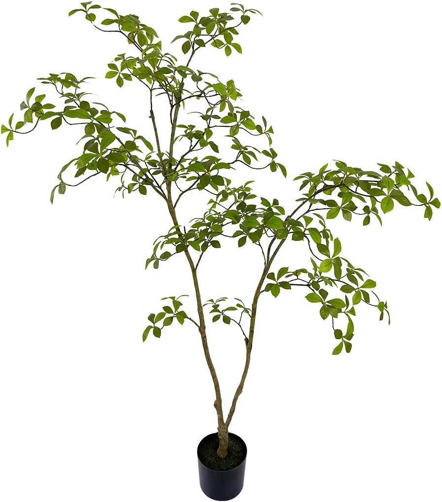 AfanD Artificial Gardenia Tree,5ft（1pack） Tall Fake Plants Artificial Mahonia fortunei Plants for Indoor, Fake Trees for Office Home Living Room Floor Patio Greening Porch Decor