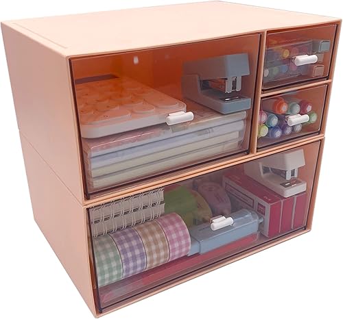 Miniatura 5 de Organizador de escritorio con 4 cajones organizador de maquillaje almacenamiento de artículos de plástico para artículos diversos organizador de