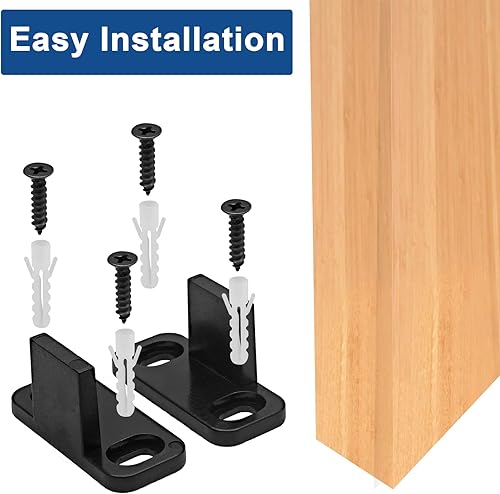 Miniatura 5 de Guías de piso de puerta corrediza de granero negras de plástico, accesorios de guía de puerta de derivación, paquete de 4