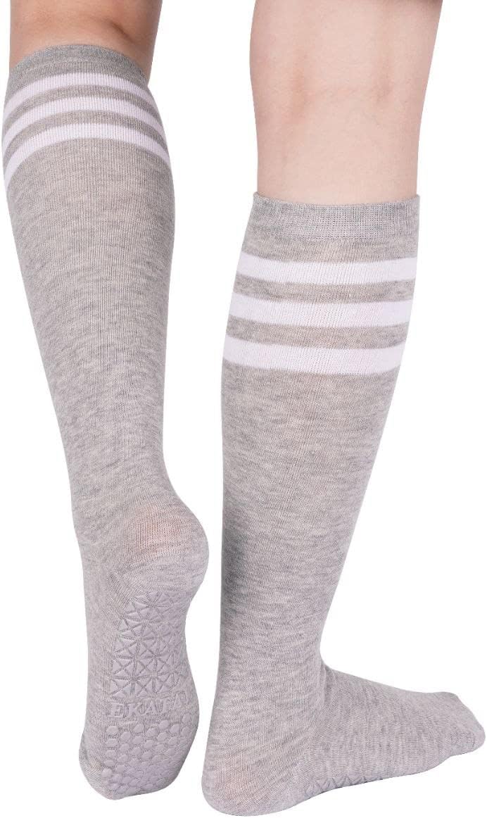 Ekatala YogaYoga, Pilates, Barre, Ballet Non Slip Grip Socks (White/Grey/Black)
