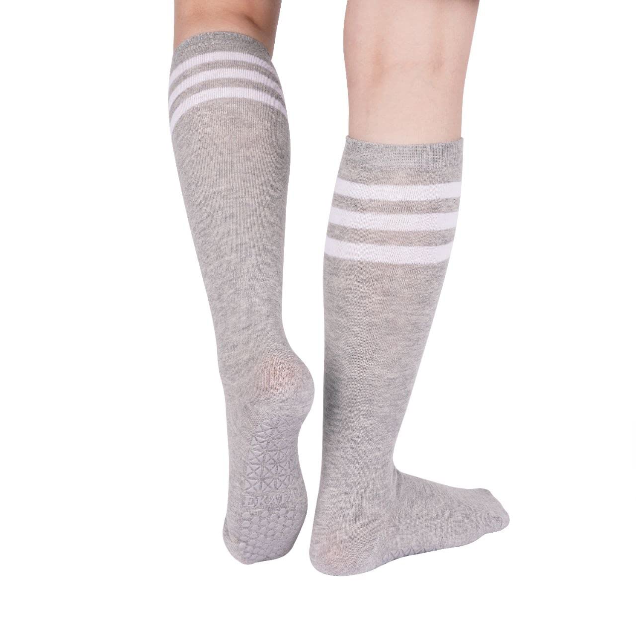 Ekatala YogaYoga, Pilates, Barre, Ballet Non Slip Grip Socks (White/Grey/Black)
