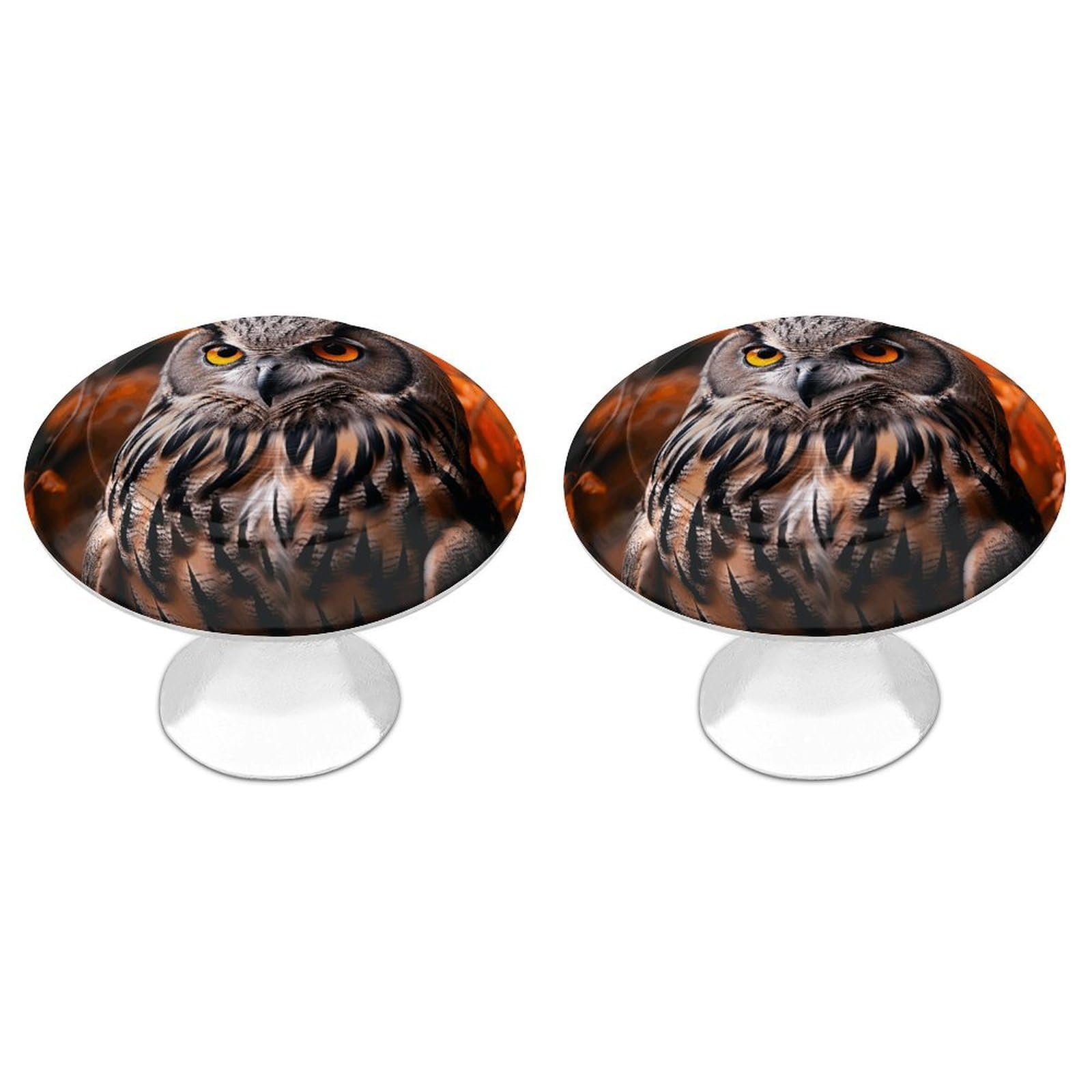 Fodpand White 2 Pack Cabinet Knobs 1.1 Inch Single Hole Drawer Pulls Handles Decorative Owl Furniture Knobs For Dresser Kitchen Bathroom Cupboard Wardrobe Vanity Closet Door Hardware
