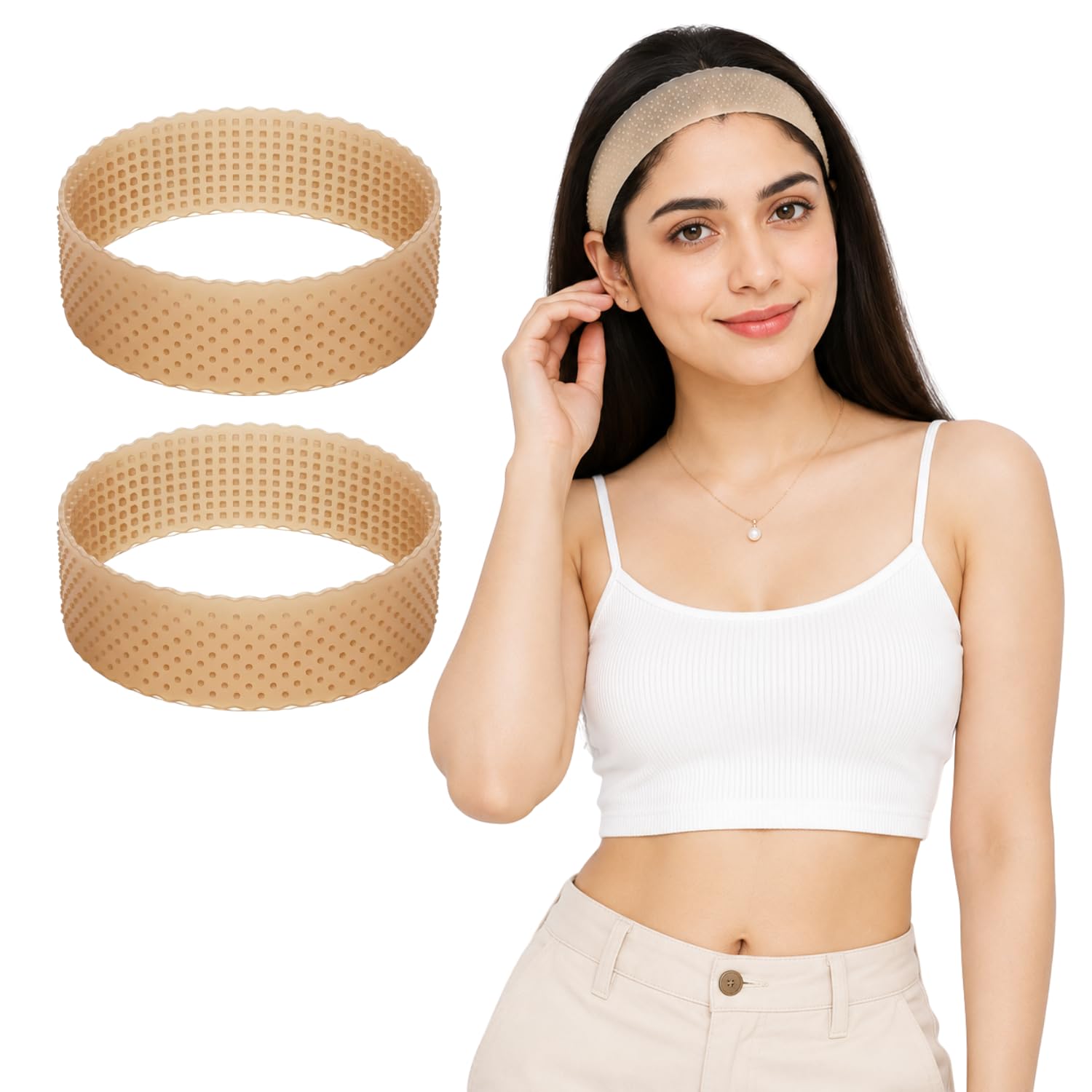 Heaven Silicone Wig Band, Non-Slip Grip Headband for Wig, Beige, 24cm x 4cm-picture-55