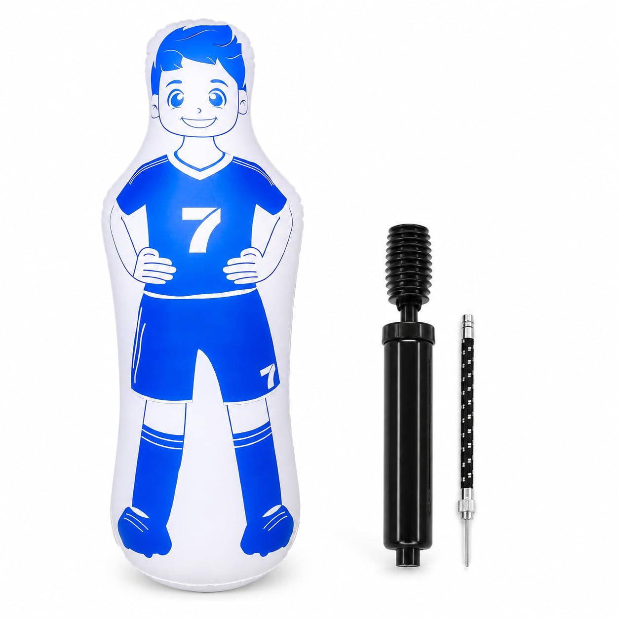 Muñeco Inflable de Fútbol con Bomba de Aire Portátil para Entrenamiento de Regate y Pase Adecuado para Niños y Adultos en Patio y Jardín
