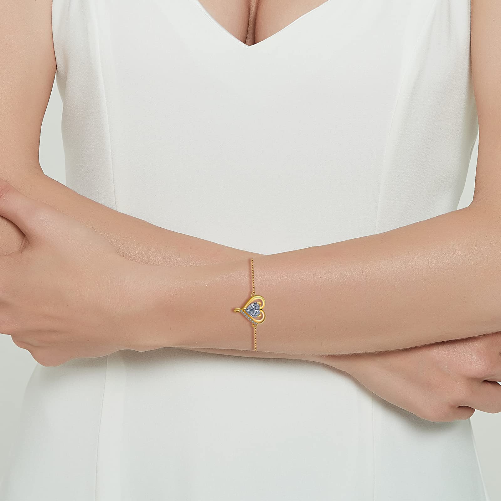 LAVUMO Pulsera con corazón para mujer, plata 925, pulseras Infinity Love