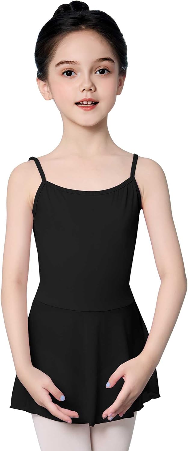 Daydance Spandex Toddler Girls Dance Leotards with Mesh Skirt, Camisole Ballet Dress