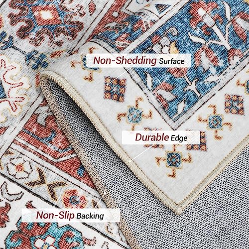 Madane Hallway Runner 3x8, Kitchen Rugs Washable Entryway Rug Vintage Kitchen Runners Non Slip Indoor Area Rug Farmhouse Carpet Runner for Bathroom Living Room Bedroom (3 X 8, Navy Blue)