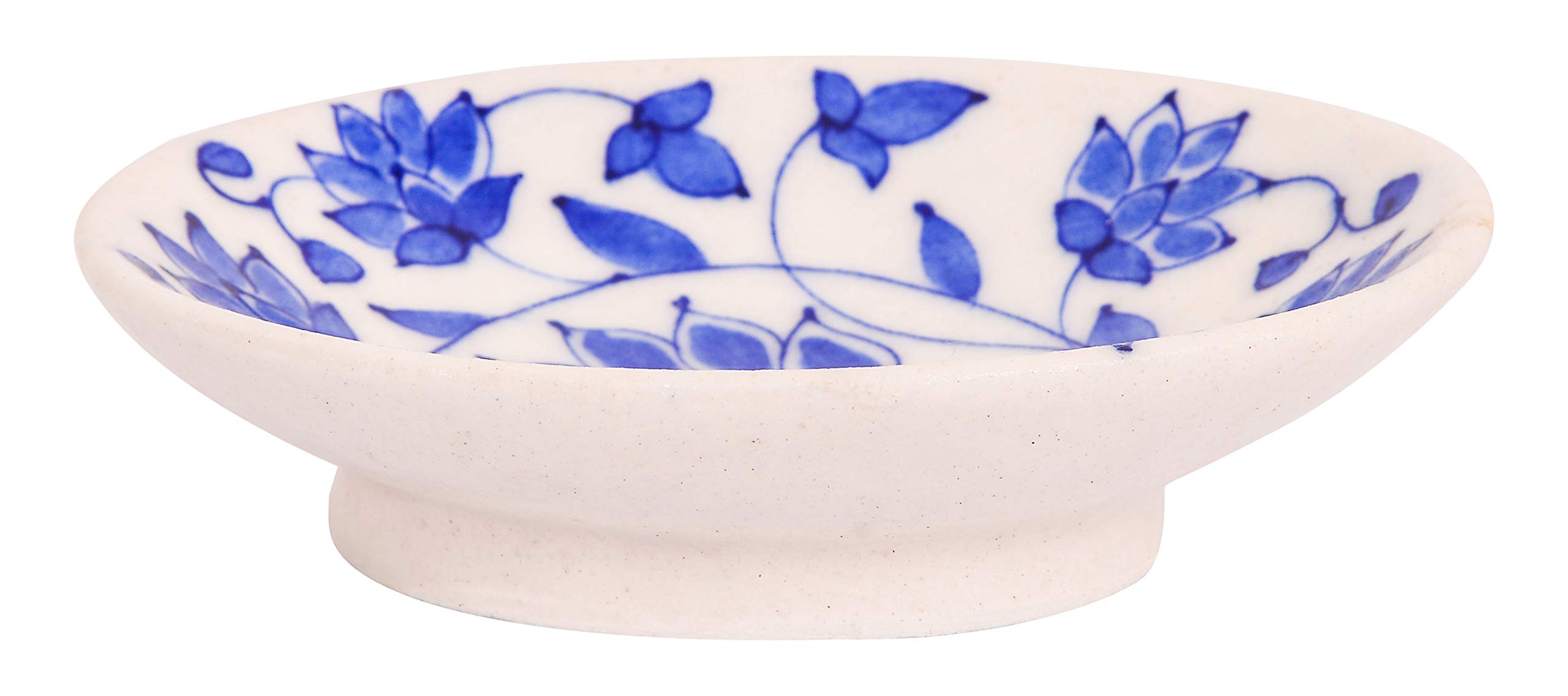 Aditya Blue Art Pottery Ceramic Unique Handmade Decorative Soap Dish (13 cm x 10 cm x 3 cm, ABAPJ20)
