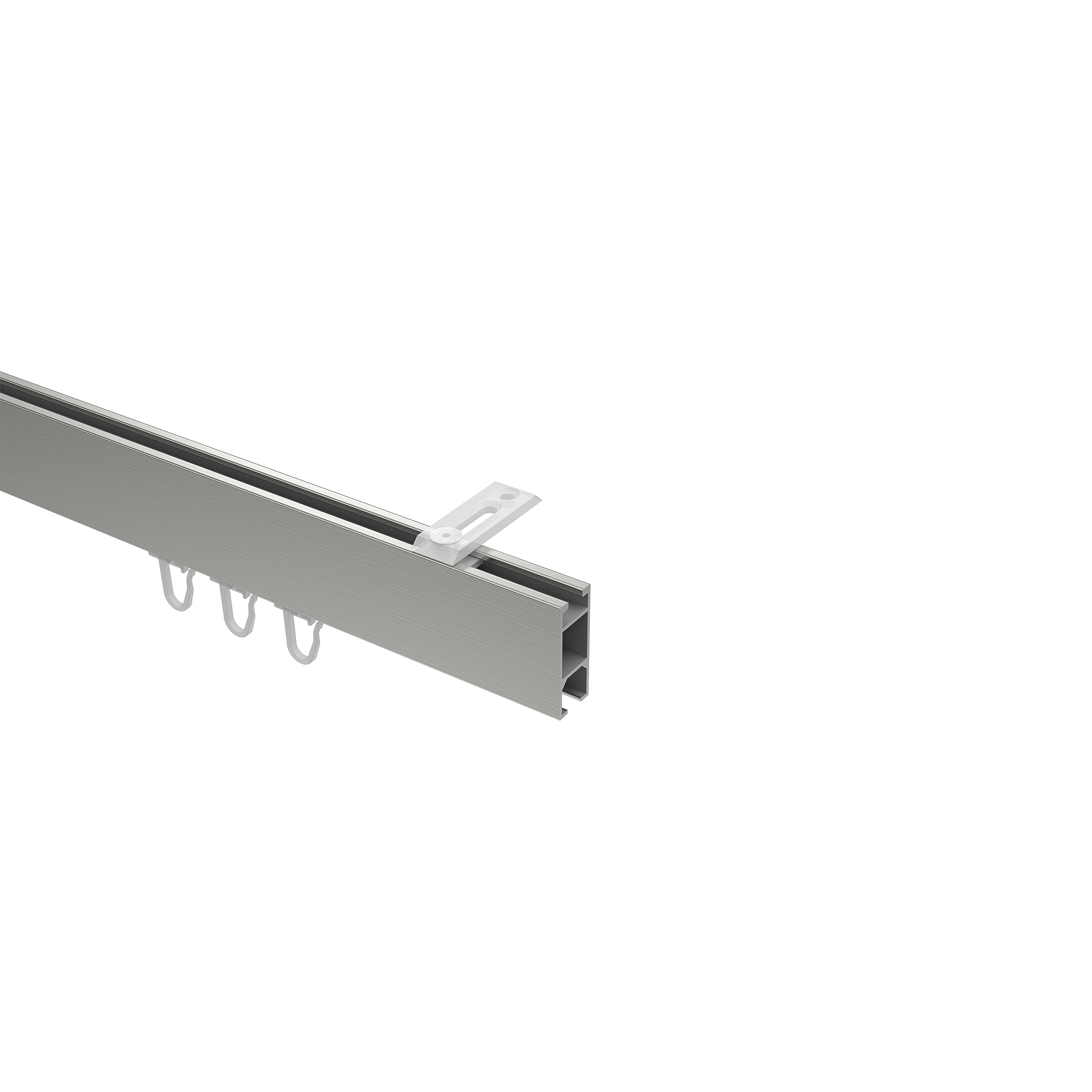INTERDECO Innenlauf-Gardinenstange eckig 14 x 35 mm, kantige Innenlaufstange aus Metall, Edelstahl-Optik, zur Deckenmontage, Typ 10212816, 120 cm