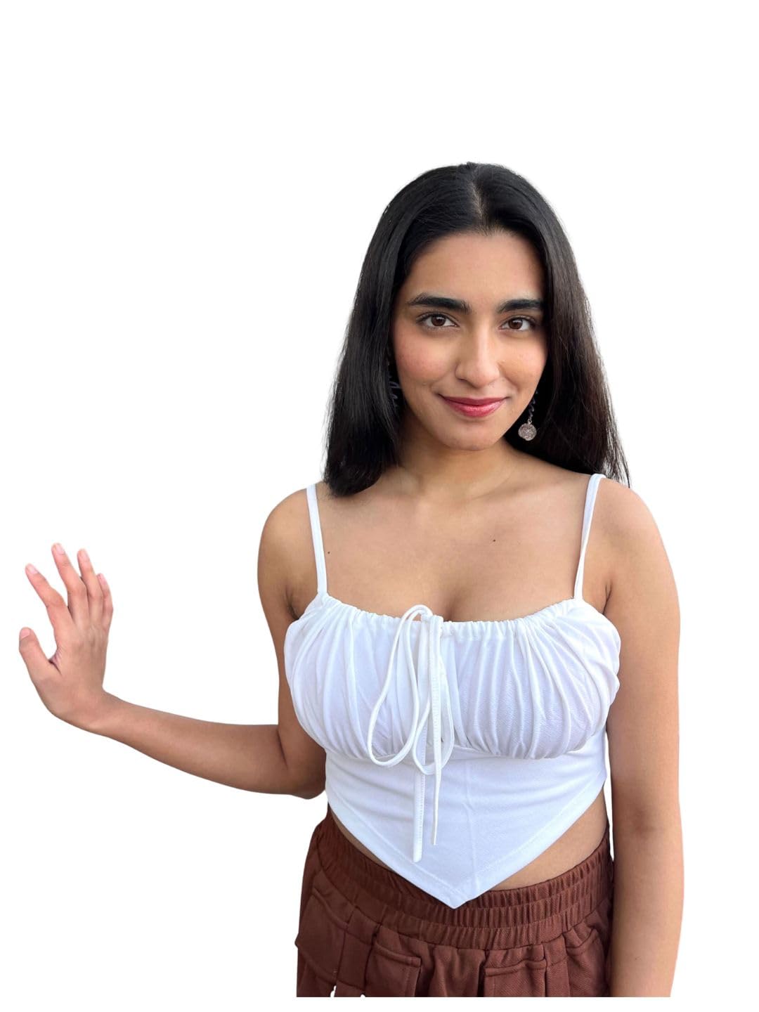 tandul Women's Solid White Top- Cotton Blend Western Style Sleeveless for Office, Casual, Festive & Party (12130)-picture-30