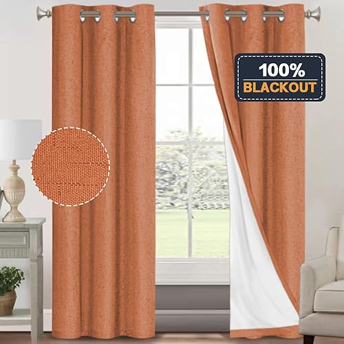 Miniatura 167 de PrinceDeco Cortinas opacas 100% para dormitorio, cortina de lino para puerta corrediza de cristal, cortinas opacas extra anchas con ojales Arena