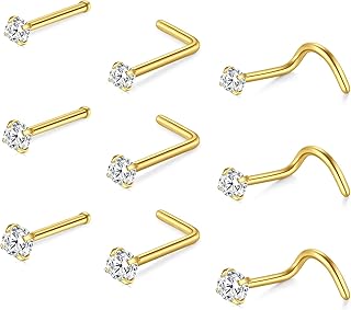 Nose Studs 18g 20g 22g Nose Stud Nose Rings Studs Corkscrew Nose Rings Nose piercing Stud Nose Ring Nose Screw Nose Bone Tiny Small Nose Stud Silver Gold