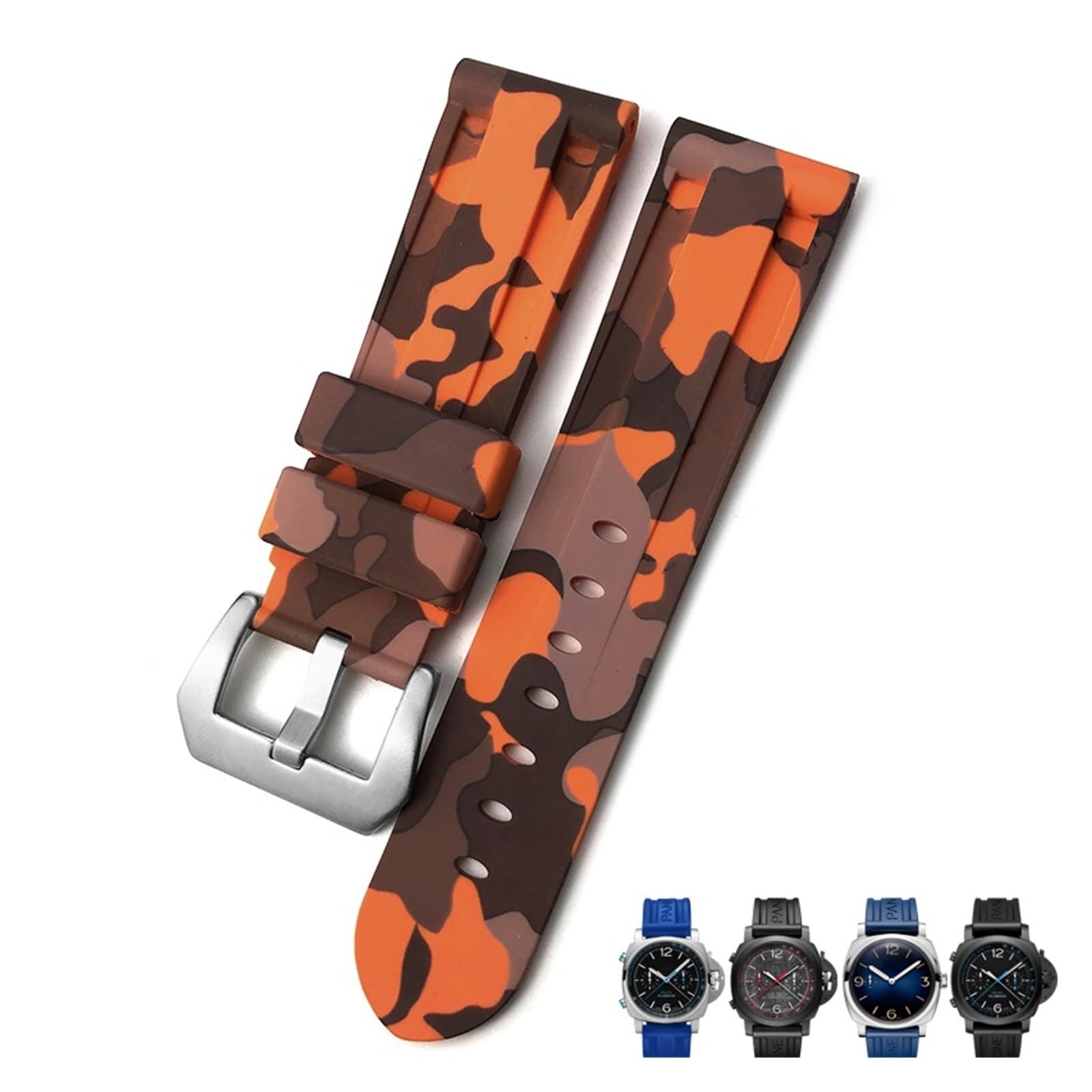Bracelet montre caoutchouc 22mm souple pour boîtier Submersible - 8
