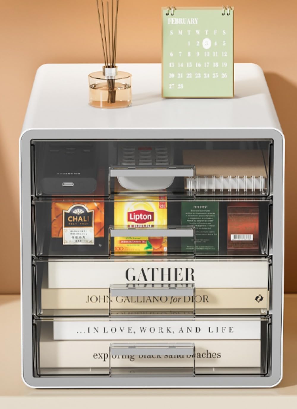 WOLKKAM 収納キャビネット 引き出し式 透明 デスクトップ収納ボックス ワークステーション ファイルラック デスク整理 (引き