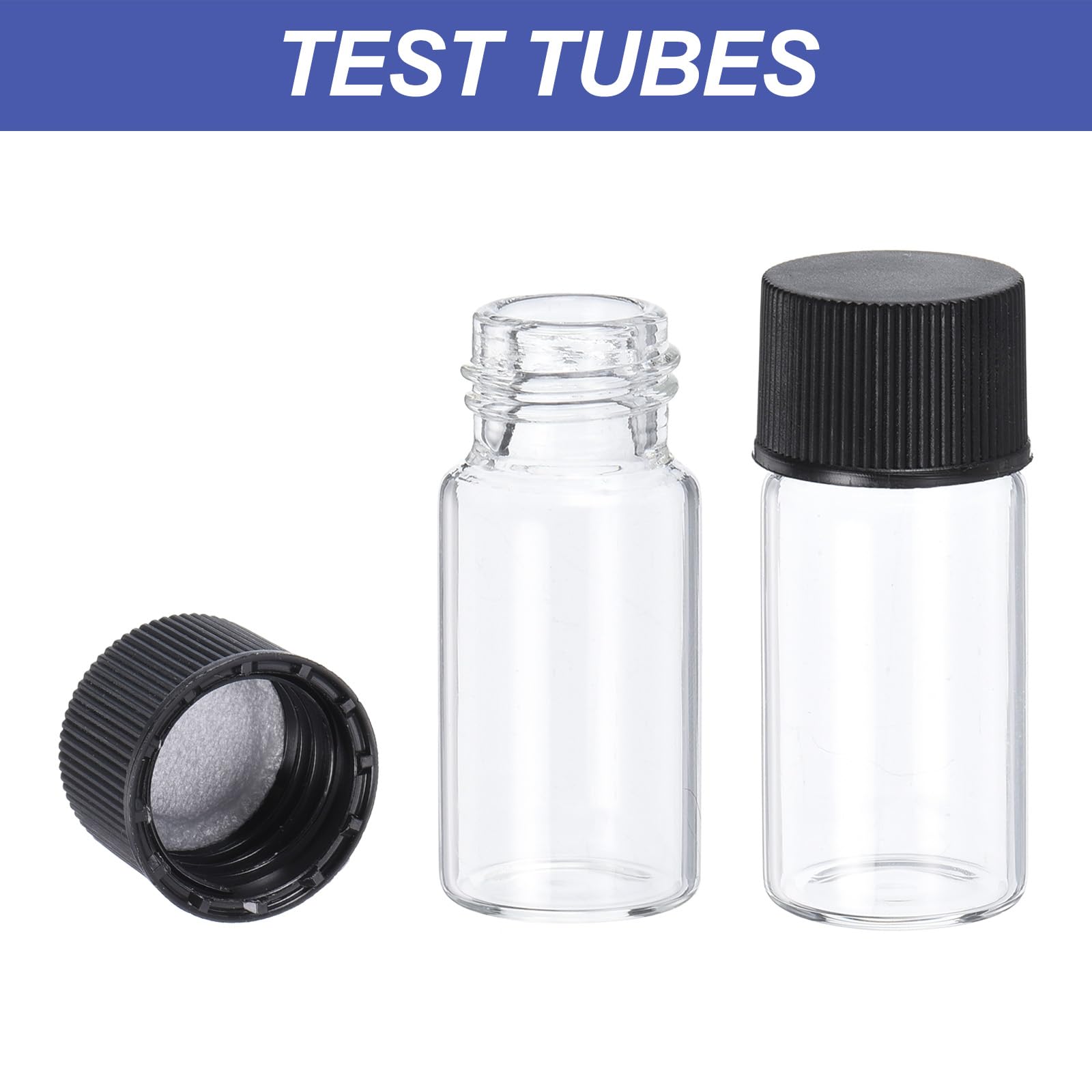 PATIKIL 5 ml klare leere Glasfläschchen, 500 Stückung Probefläschchen mit Schraubverschluss Reagenzglas mit 10 Tropfpipetten und 5 Trichtern Auslaufsicheres Fläschchen für das Labor