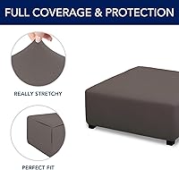 Vista 86 de PureFit Funda otomana rectangular de ajuste suave superelástica, para taburete de pies y muebles de almacenamiento plegables para sala de estar