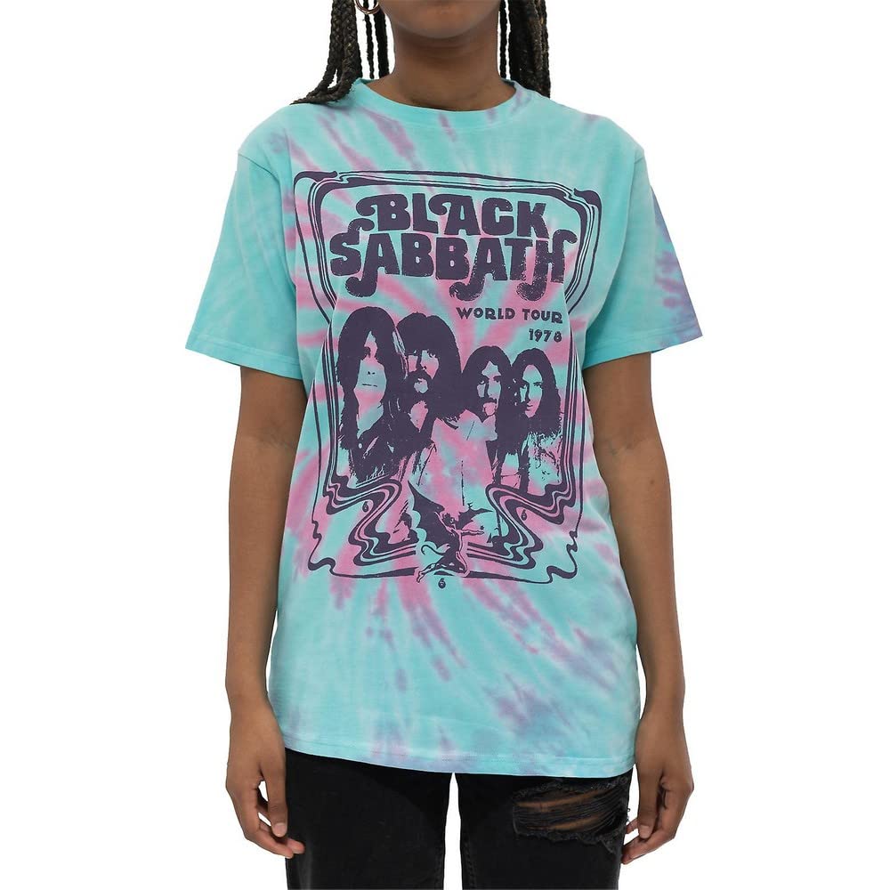Black Sabbath Unisex Green T Shirt World Tour 78 Official Tie Dye Xxl