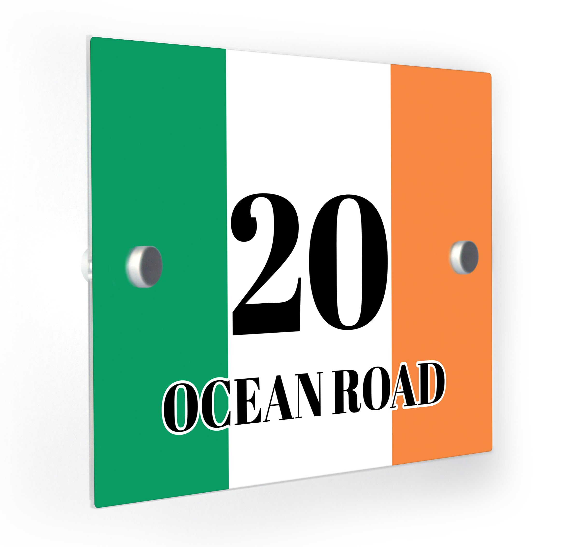 Ireland Irish Flag Personalised House Number Door Sign Plaque with Fittings