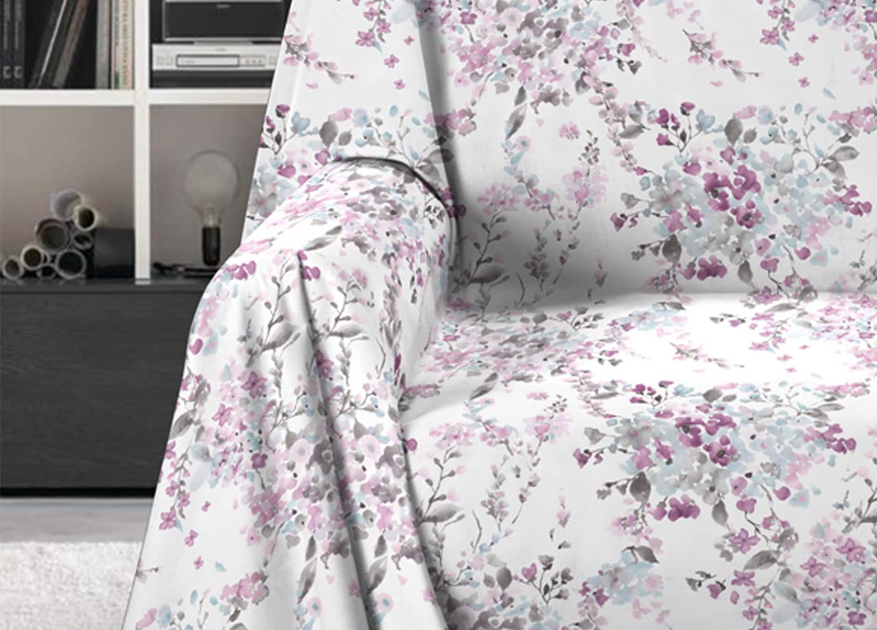 BIANCHERIAWEB Telo Arredo Granfoulard Copritutto Salvadivano 100% Cotone Disegno Acquarello Matrimoniale Acquarello