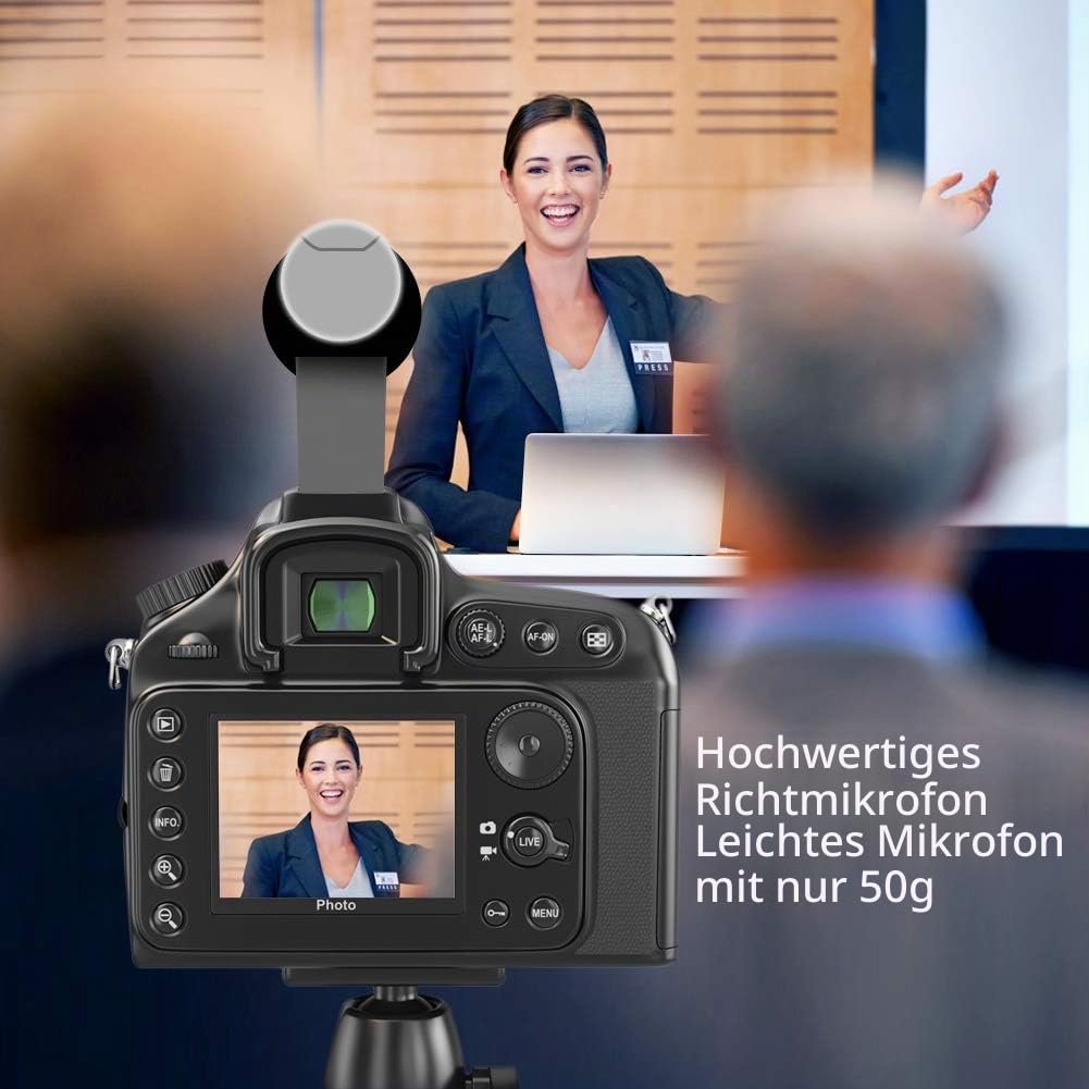 Videomikrofon für DSLR-Interviews, Kamera Mikrofon Shotgun-Mikrofon für Canon, Nikon, Sony, Panasonic, Fujifilm, Videomikrofon mit Windschutz, 3.5 mm Klinke