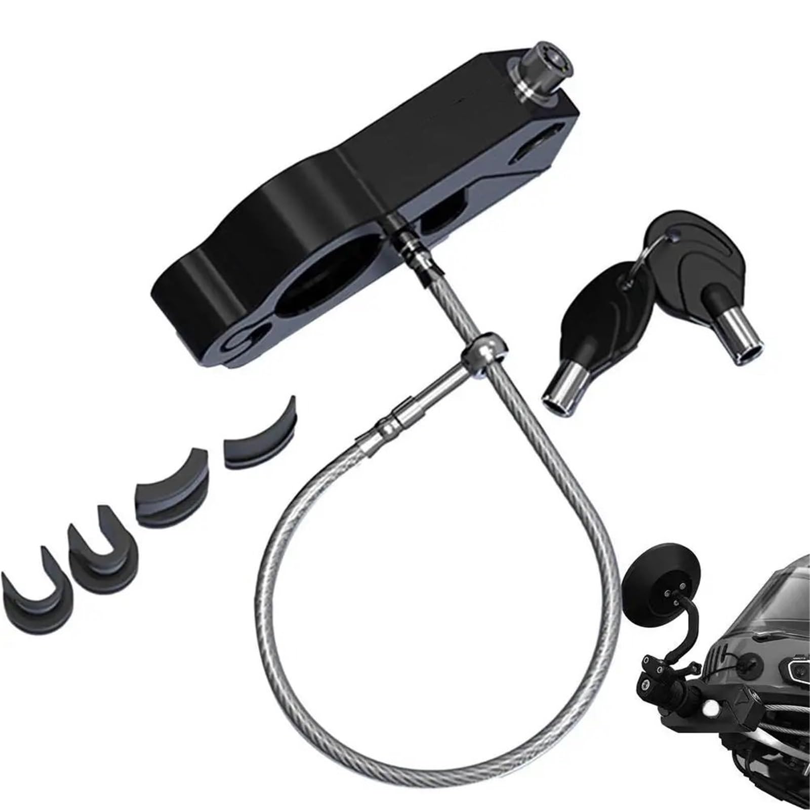Bqwyedpl Black Motorcycle Handlebar Lock Motorcycle Grip Lock Helmet Anti-Theft Aluminum Alloy Brake Vehicle Handle Horn Motorcycle Chain And Padlock(Black)
