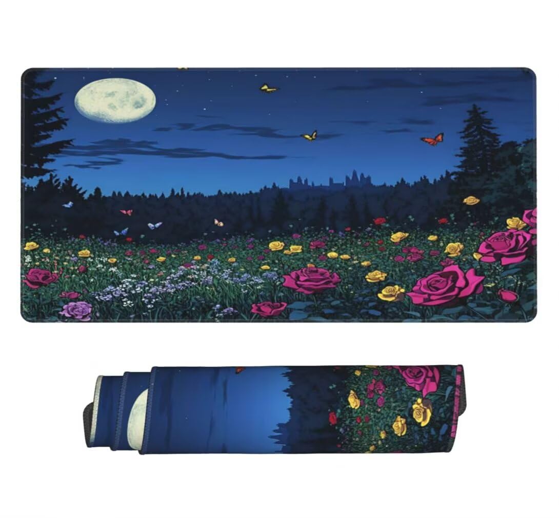 Tappetino Mouse Rosa, Mouse Pad XXL 1200 x 600 x 3 mm, Luna Piena Tappetino Gaming Grande Sottomano Scrivania, Impermeabile Mousepad Lavabile con Base in Gomma Antiscivolo per Computer-MP1537