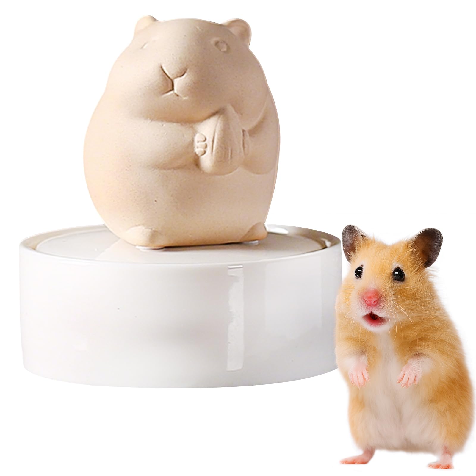 Duuclume Ceramic Hamster Cremation Ash Keepsake Memorial Urn,Pet Loss Remembrance Urn for Hamster, Small Animal Ashes and Fur Storage Container (Beige, One Size, Seed)