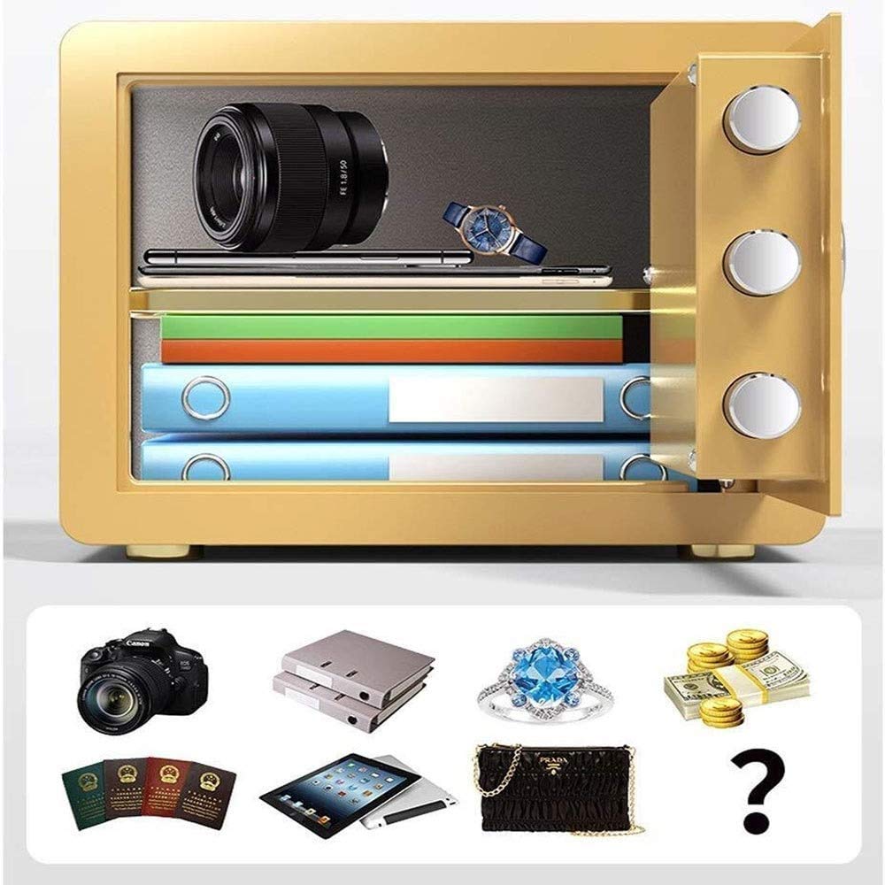 Caja de Seguridad a Prueba de Fuego, Cajas Fuertes Impermeables, Cajas de Seguridad para el Hogar Y Cerraduras, Caja Electrónica para el Hogar, Mi Caja de Llaves/Gold/30 X 38 X 30Cm