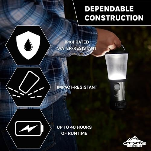 Miniatura 10 de Cascade Mountain Tech Linterna LED impermeable IPX4 desplegable con 4 modos de luz, paquete de 3
