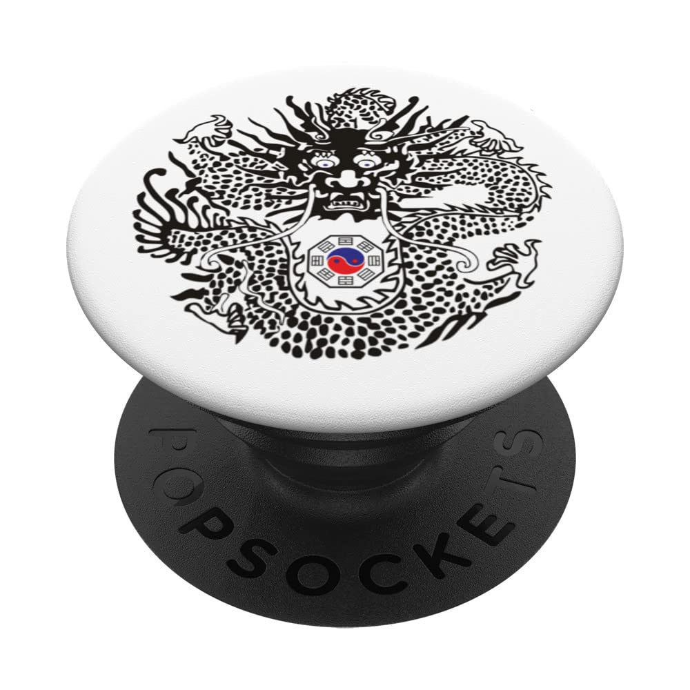 Chinese Ba Gua Dragon design, tai chi dragon PopSockets Swappable PopGrip, Black
