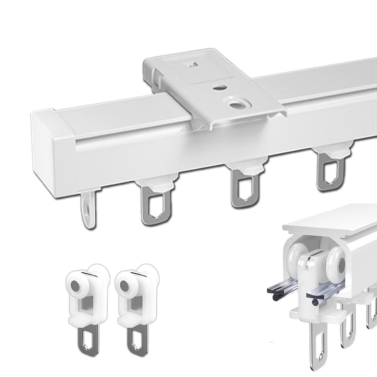 Wysokiej jakości regulowany aluminiowy system karniszy do zasłon - naścienne karnisze i szyny 50-500 cm do zasłon i ścianek działowych - elegancka biel z łatwym montażem i płynnym przesuwaniem