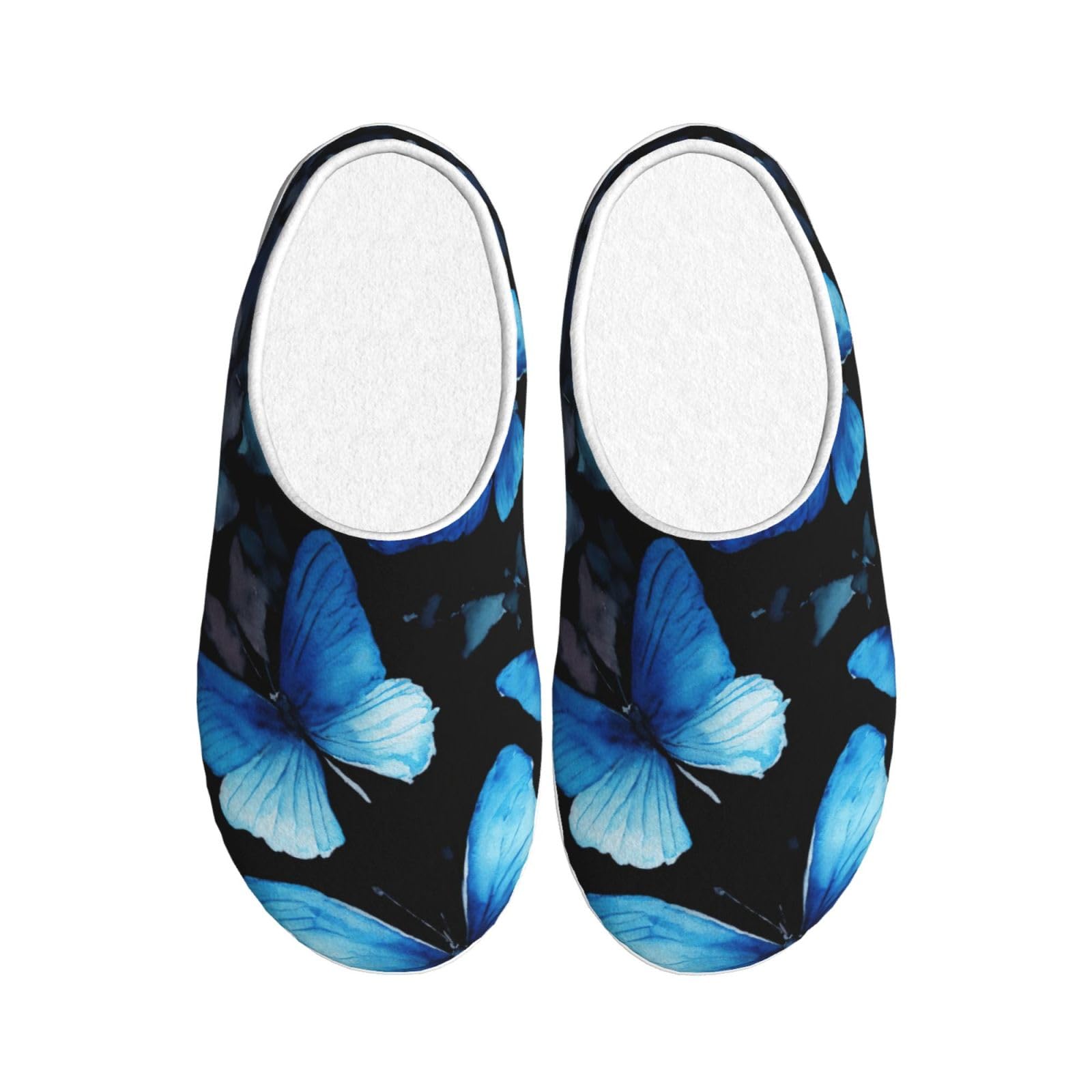 Blu Farfalle Fiori Bianchi Stampa Adulto TPR Pantofole Lavabile per Uomo e Donna Traspirante e Accogliente Scarpe invernali