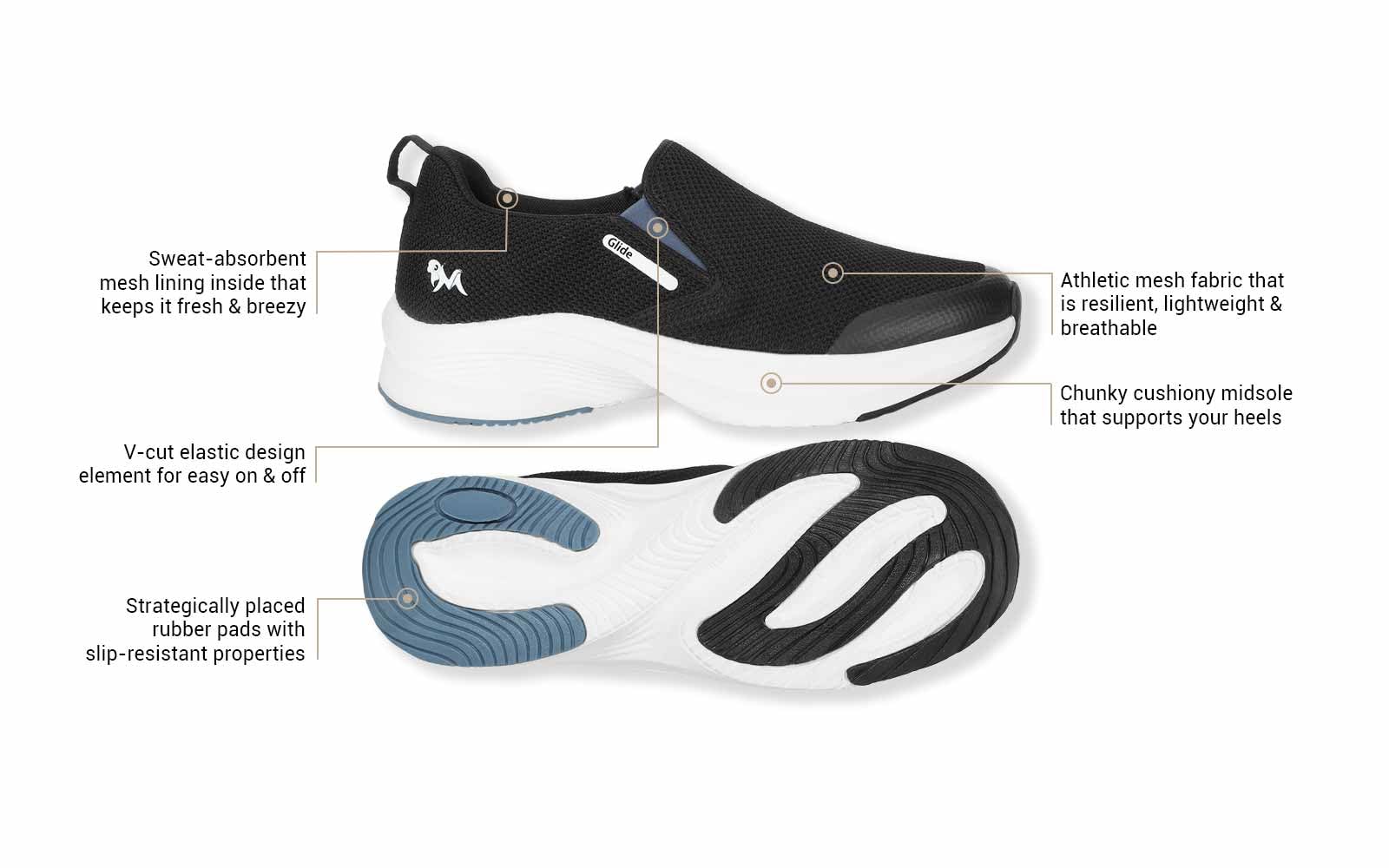 Neeman's The Dependables Slip Ons for Men | Comfortable & Flexible Eva Mid Sole and Athletic breathable mesh | Black UK8 3