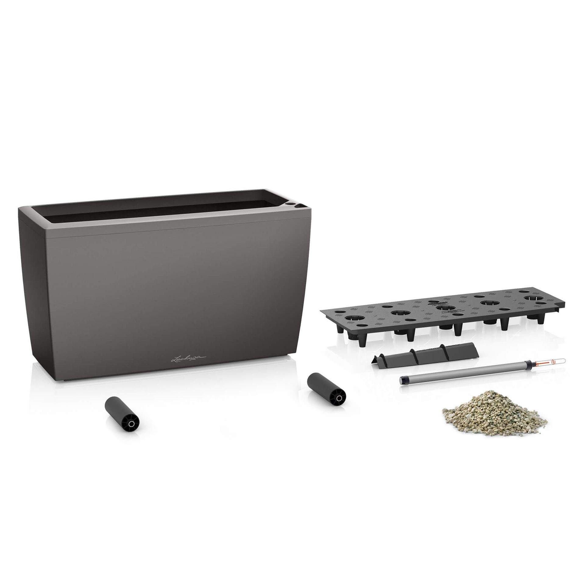 Lechuza – Pot de Fleurs d'Interieur – Premium Cararo – Réserve d'Eau Intégrée – Coloris Anthracite – 75 x 30 x 43 cm