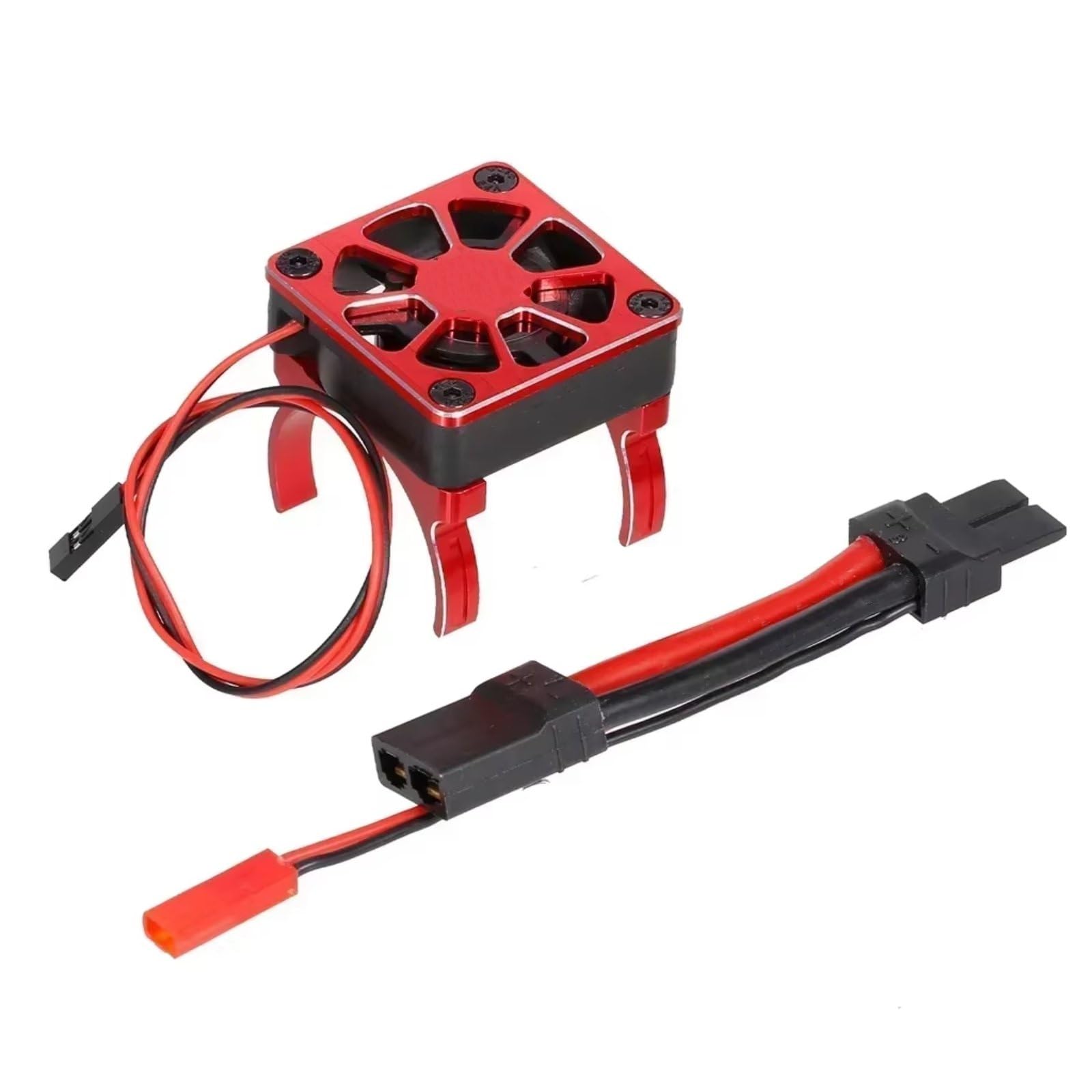 for TRX-4 SCXI10 RC Car 540 550 RC Model Accessories Electric Car Brushless Carbon Brush Motor Radiator Cover+Cooling Fan RC Upgrade Accessories(Red)