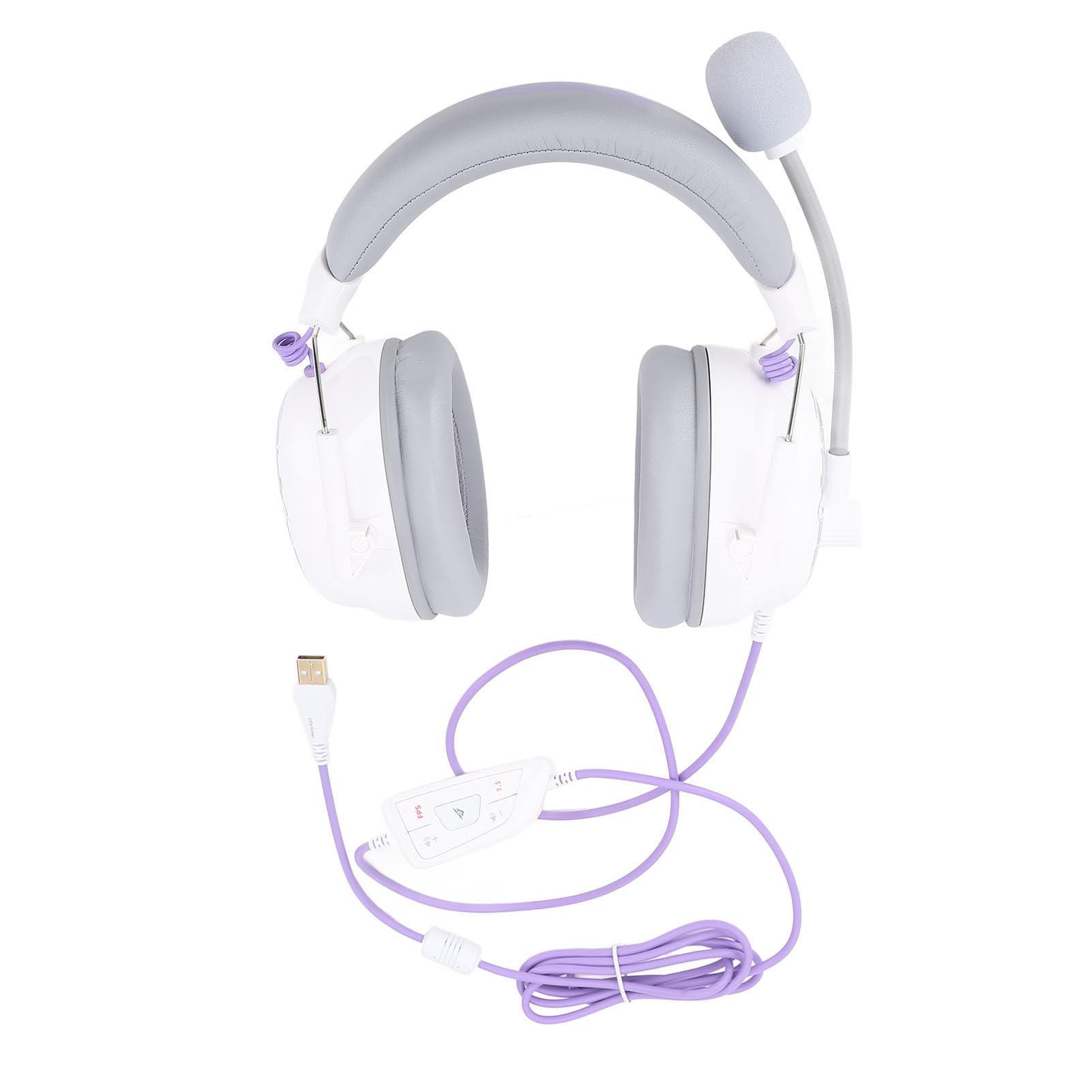 Jectse Gamingowy Zestaw Słuchawkowy HiFi 7.1 z Dźwiękiem Przestrzennym i redukcją Szumów Lekkie Słuchawki Nauszne dla Graczy ABS, PC (WHITE)
