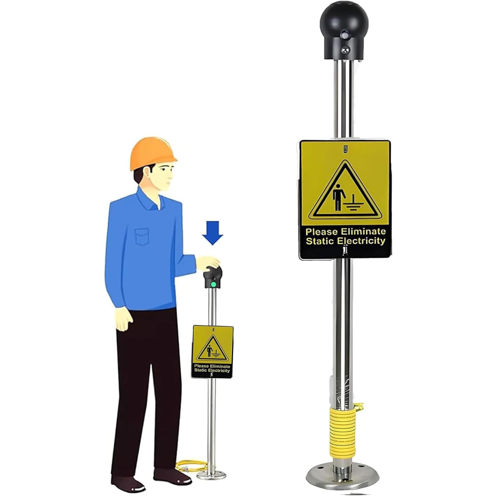 ZephPerton Human Body Static Eliminator Discharger, Human Electrostatic Releaser Accessories with Sound and Light Alarm, 3S Fast Release, Eye-catching Sign, for Industry, Workshops, Gas Stations