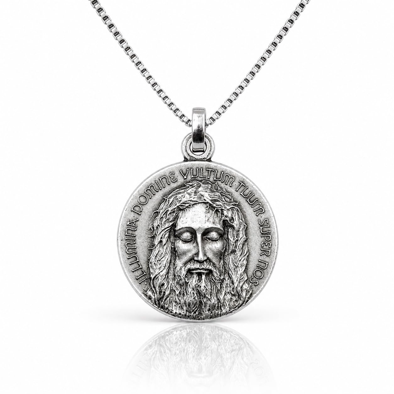 I G J Medaglietta Volto Santo In Argento 925 con Catenina In Argento