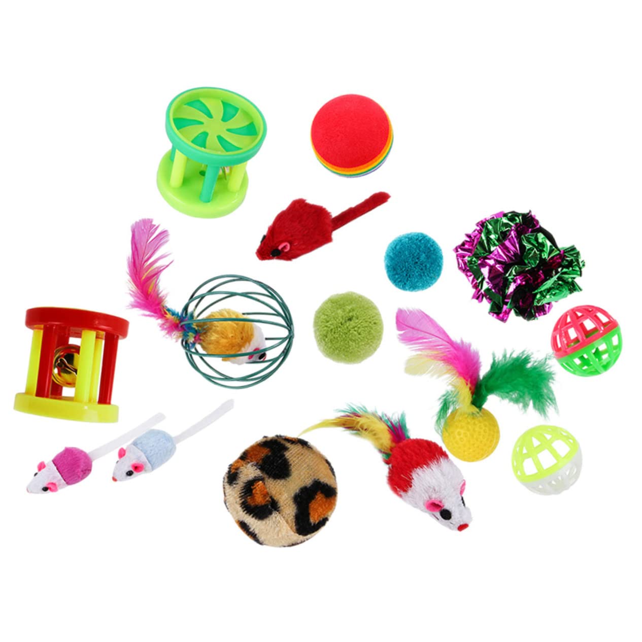 DOITOOL 96stücke Teiliges Katzenspielzeug Federn Und Glöckchen Interaktive Spielzeuge Für Kätzchen Fördert Die Aktivität Jagdverhalten Für Drinnen Zufällig