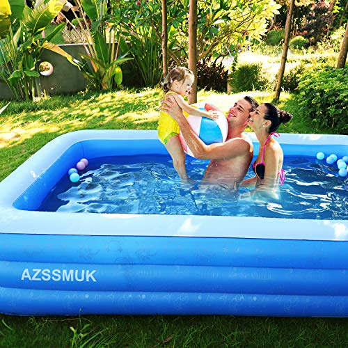 AZSSMUK Inflatable Pool,120" X 72" X 22" Full-Sized Adult Inflatable Swimming Pool Kiddie Pools for Family Kids, Adults, Infant, Garden, Backyard,Water Party,Summer Water Party,Family Swimming Center