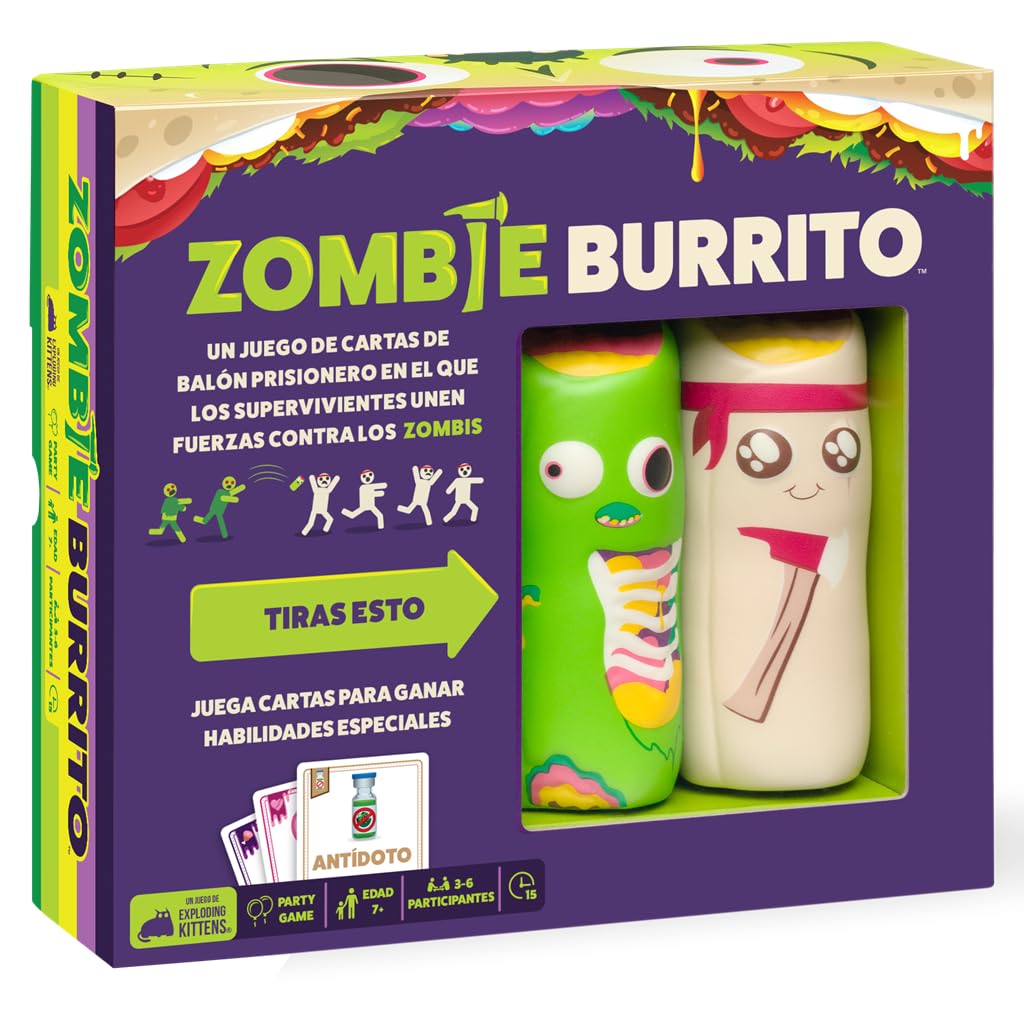 Exploding Kittens Zombie Burrito | EIN Gefangenenball-Kartenspiel, ab 7 Jahren, 3 bis 6 Spieler, 15 Minuten pro Spiel, Spanisch