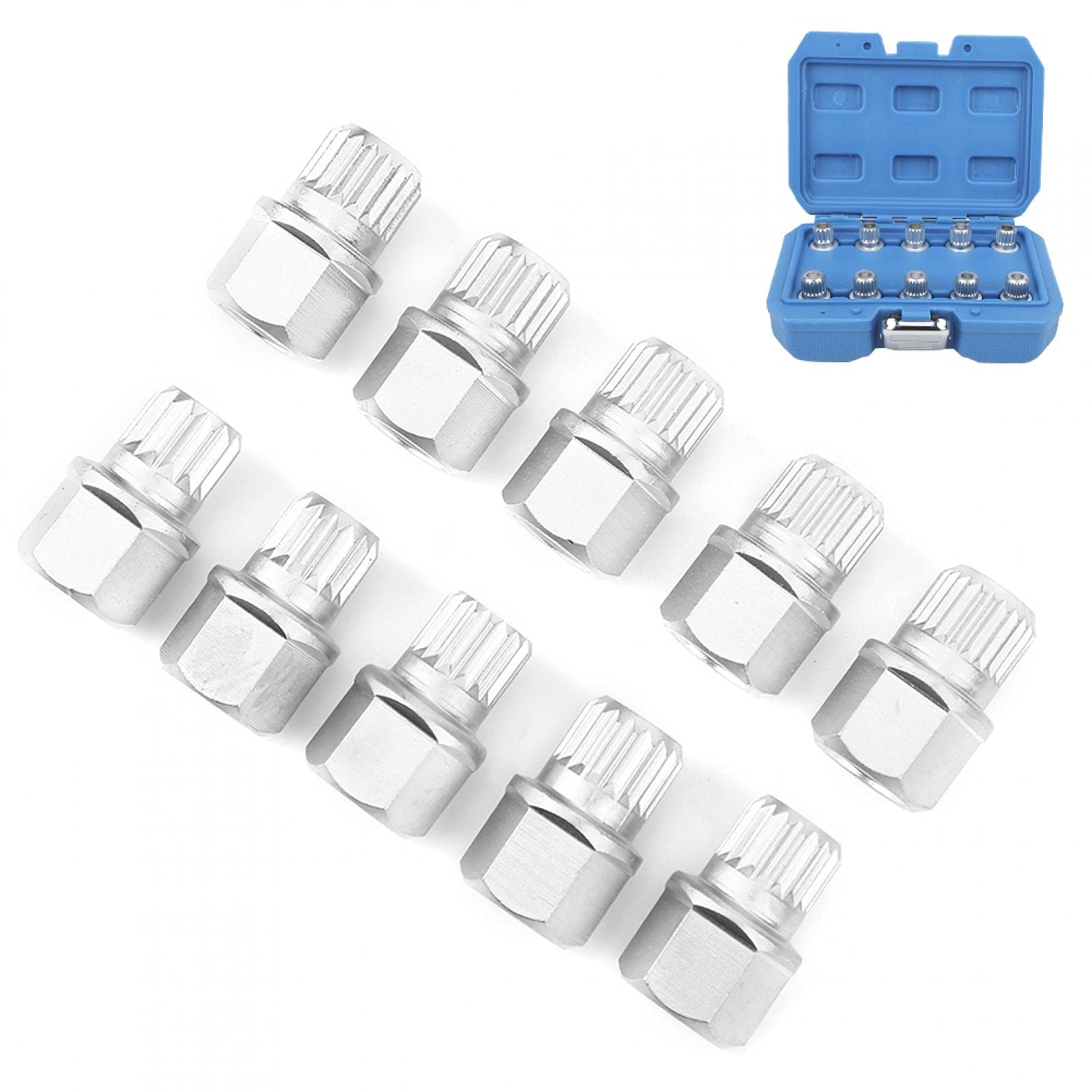Set di chiavi a bussola per dadi della ruota, 10 pezzi Kit antifurto per l'installazione del kit di rimozione del dado dell'aletta di bloccaggio della ruota